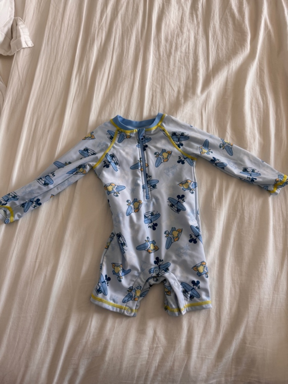 Disney Mickey Mouse Blue One Piece Long Sleeve Rash Guard Size 12M